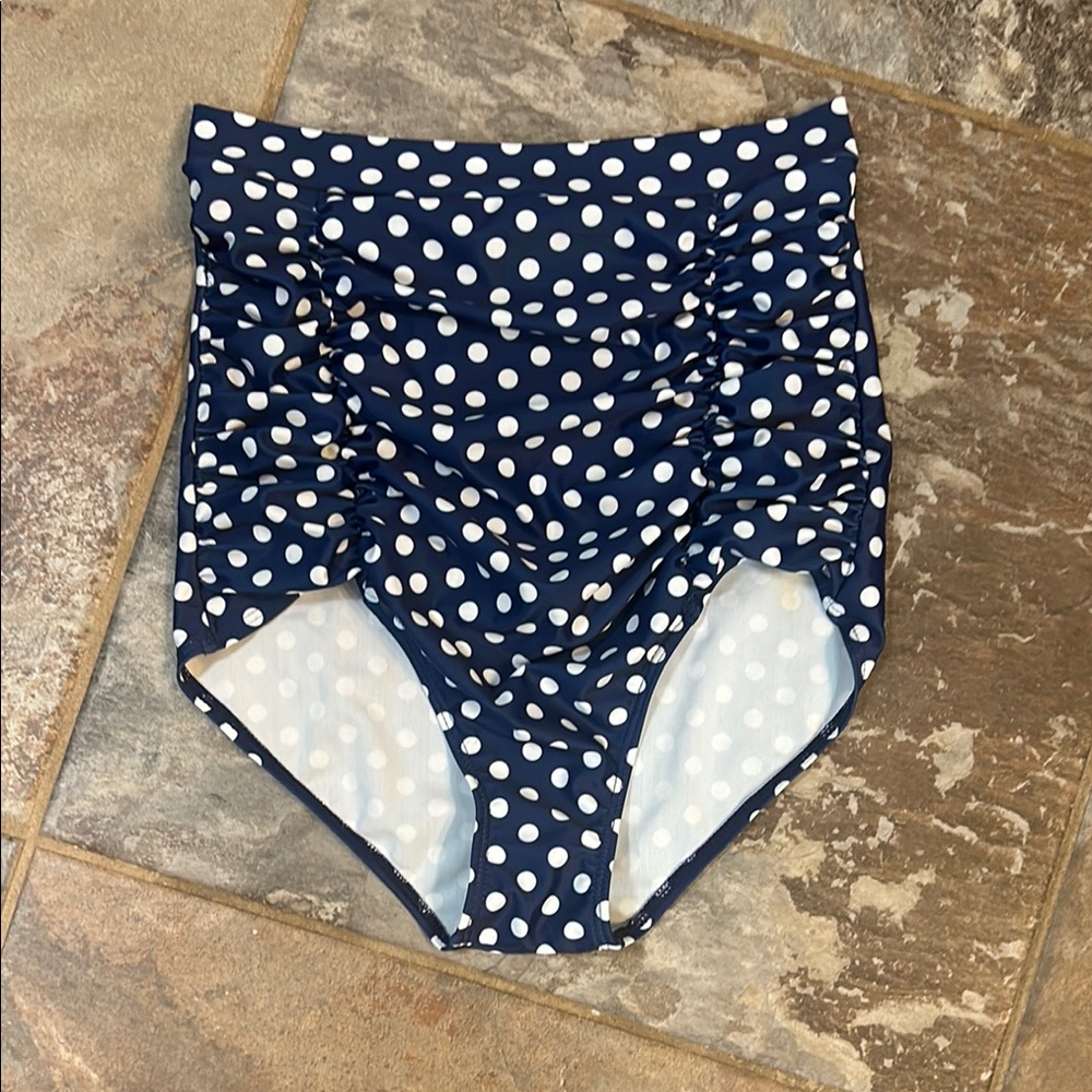 COCOSHIP Navy Polka Dot Bikini Bottom
